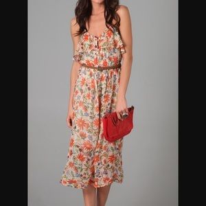 PRICE FIRM Joie Floral Red Maxi Silk Dress S NEW